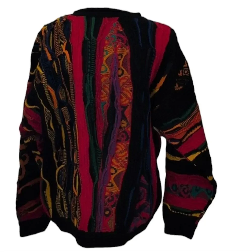 Coogi Sweater New Wool Bright Red Purple Texture Crew Neck Pullover Size M - Picture 2 of 13